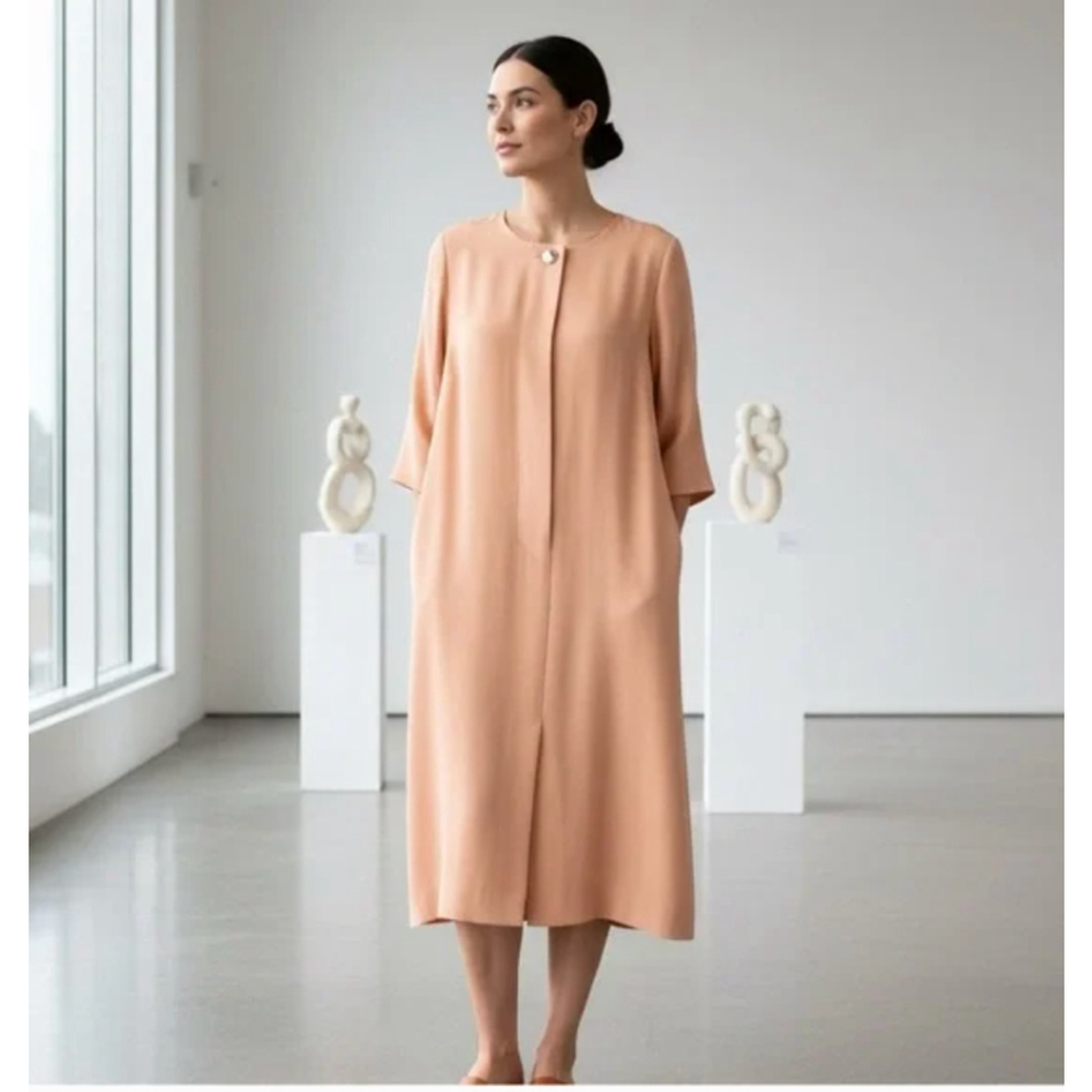 VINTAGE Contemporary Peach Silk Shift Dress (Like COS) Size M/L